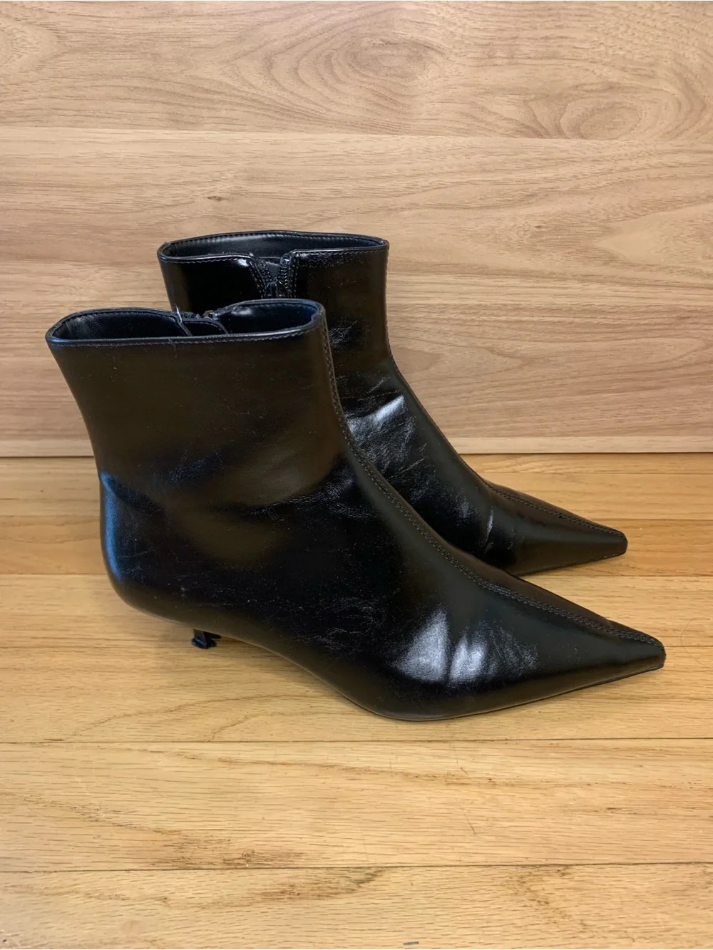 Mango Pointed Heel Ankle Boots in Black - Size 6